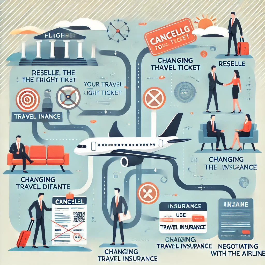 A professional infographic illustrating the best alternatives to canceling a flight ticket
