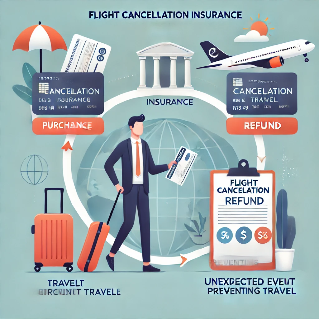 An infographic illustrating how flight cancellation insurance works