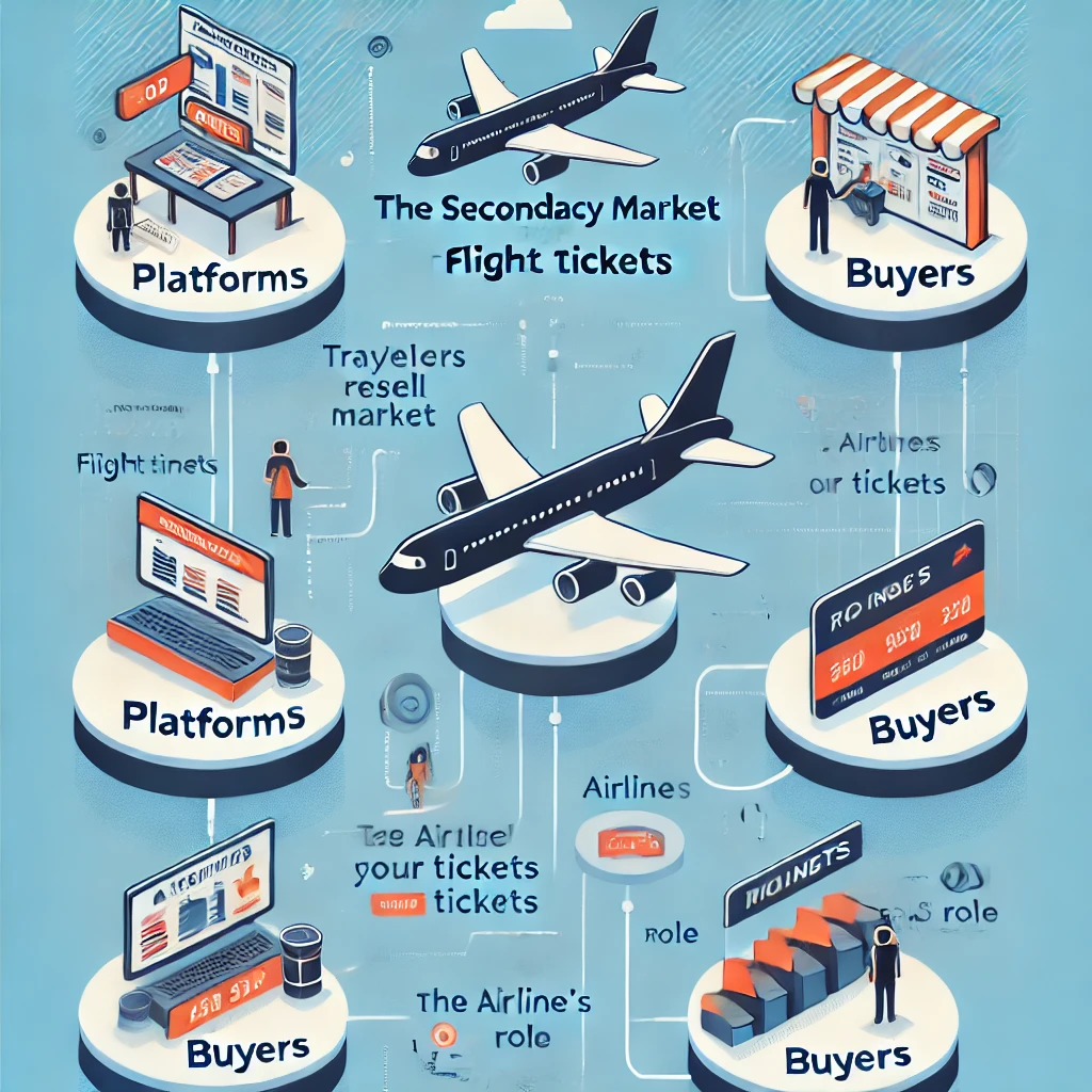 An infographic illustrating the secondary market for flight tickets