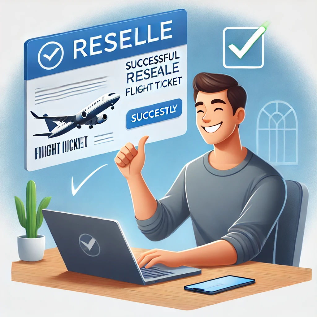 A professional business-style illustration showing an airline repurchasing unused flight tickets