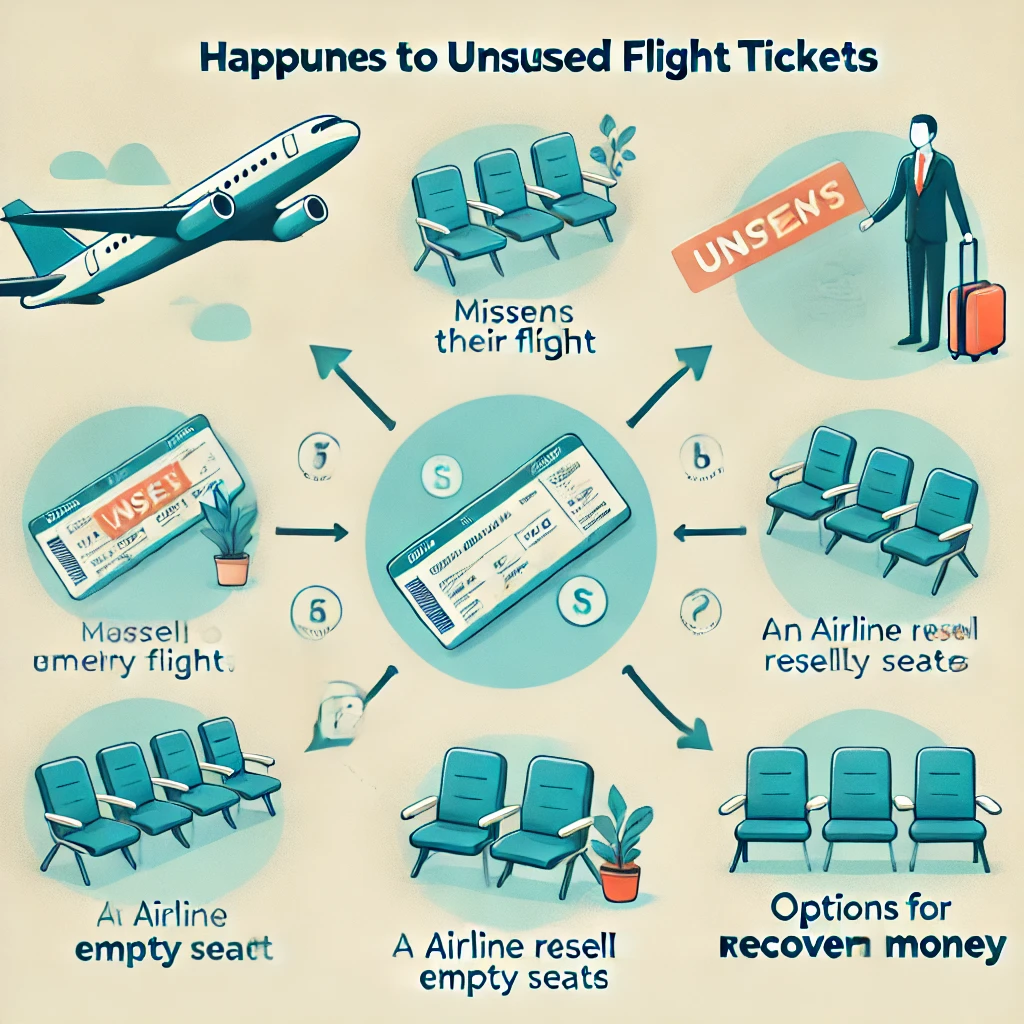 An infographic illustrating what happens to unused flight tickets